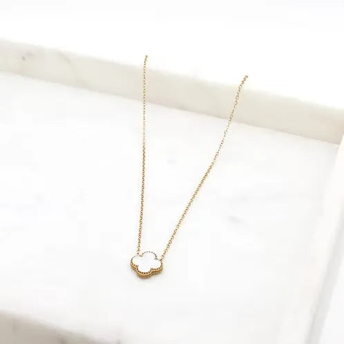 Alora Four-Leaf White Clover Necklace | Waterproof 18k Gold