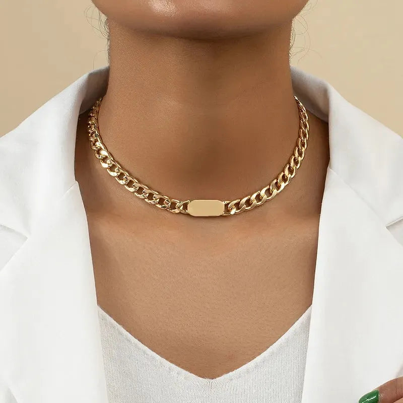Elarose Linking Chain Bar Necklace | Waterproof 18k Gold
