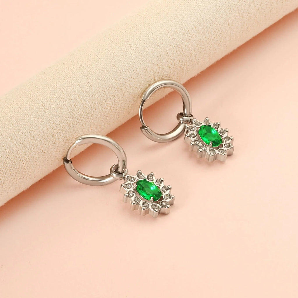 Iris Emerald Green Huggie Hoops