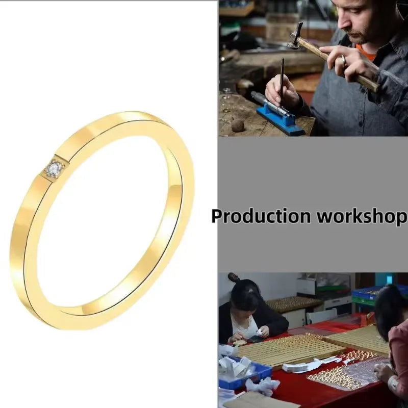 Soha Single Stone 2MM Band Ring | Waterproof 18k Gold