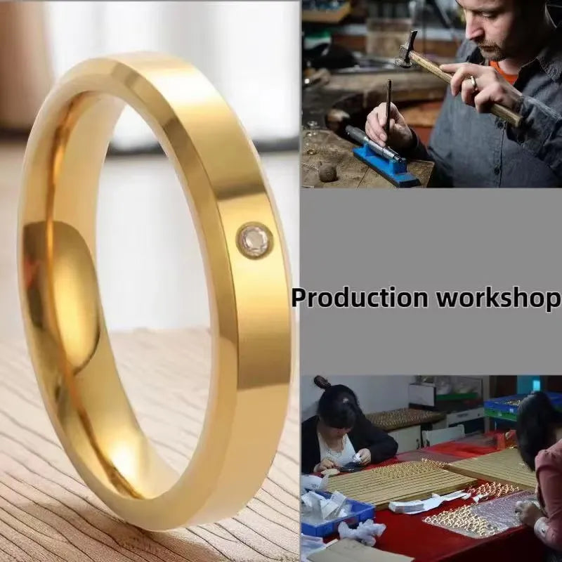 Esha Single Stone 4MM Band Ring | Waterproof 18k Gold