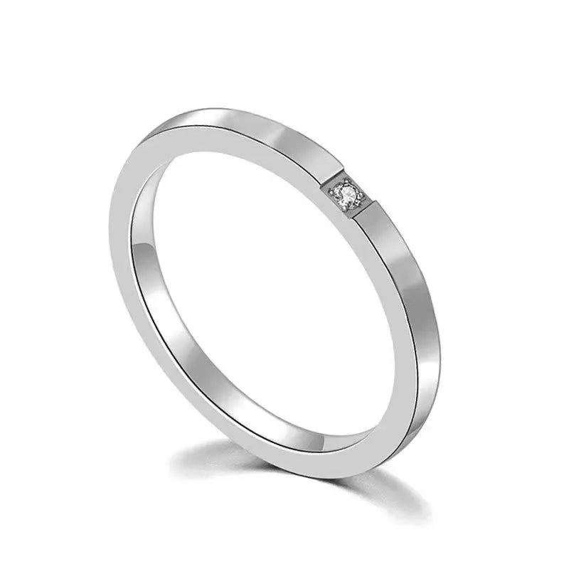 Soha Single Stone 2MM Band Ring | Waterproof Silver