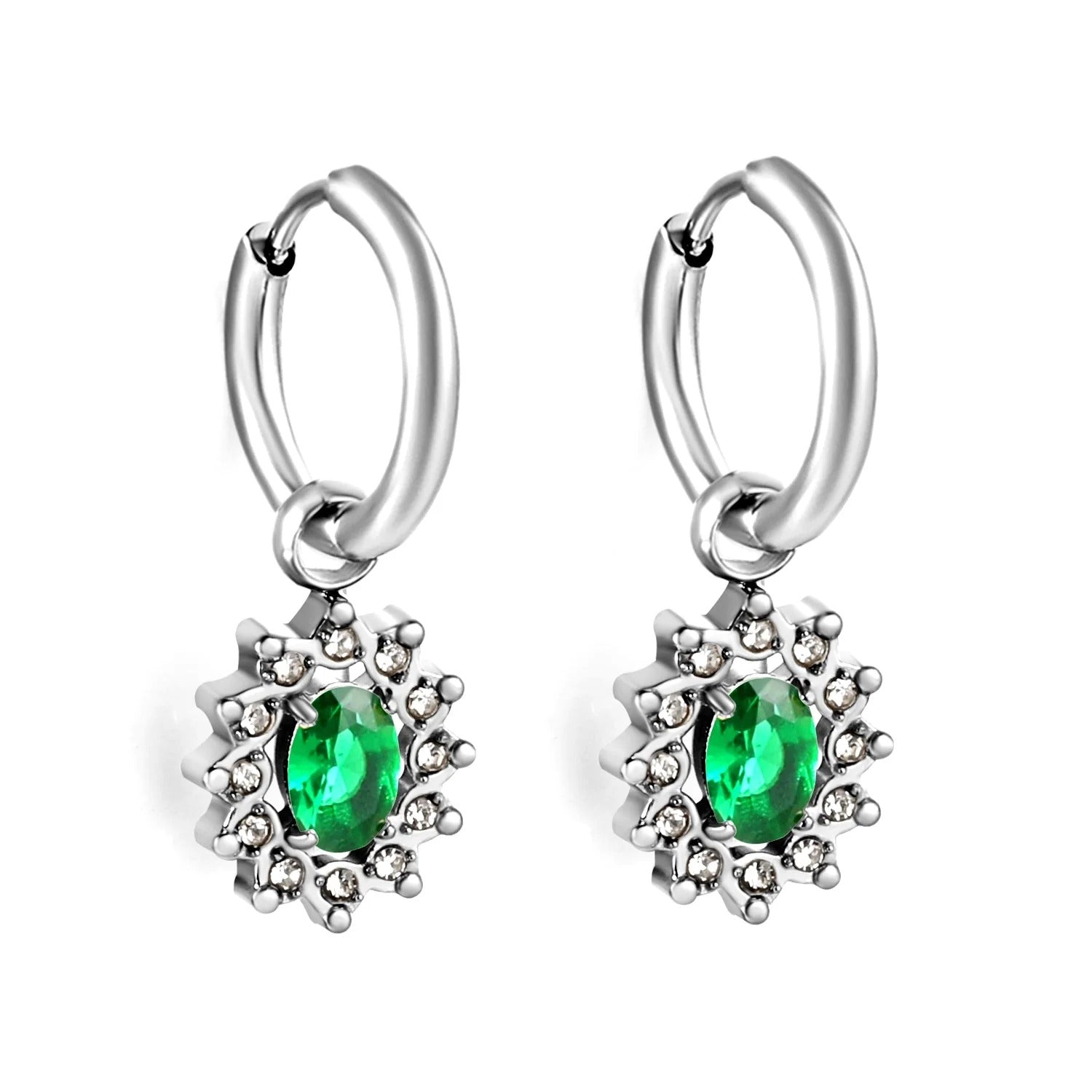 Iris Emerald Green Huggie Hoops