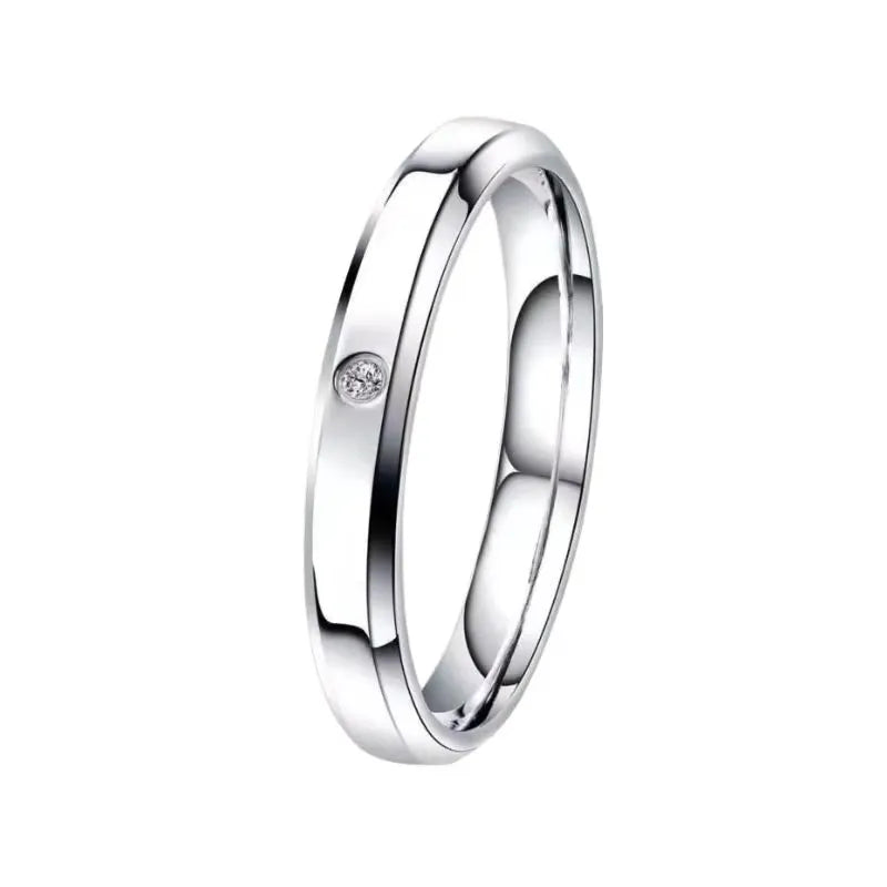 Esha Single Stone 4MM Band Ring | Waterproof Silver