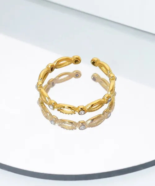 Ayla Crystal Open Ring | Waterproof 18k Gold