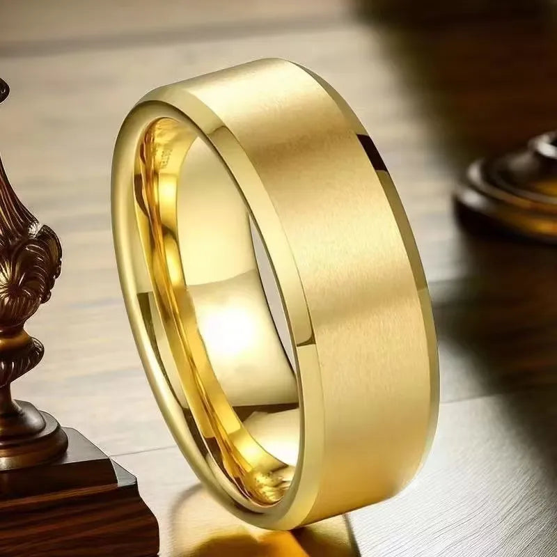 Faye Brushed Plain 8MM Band Ring | Waterproof 18k Gold