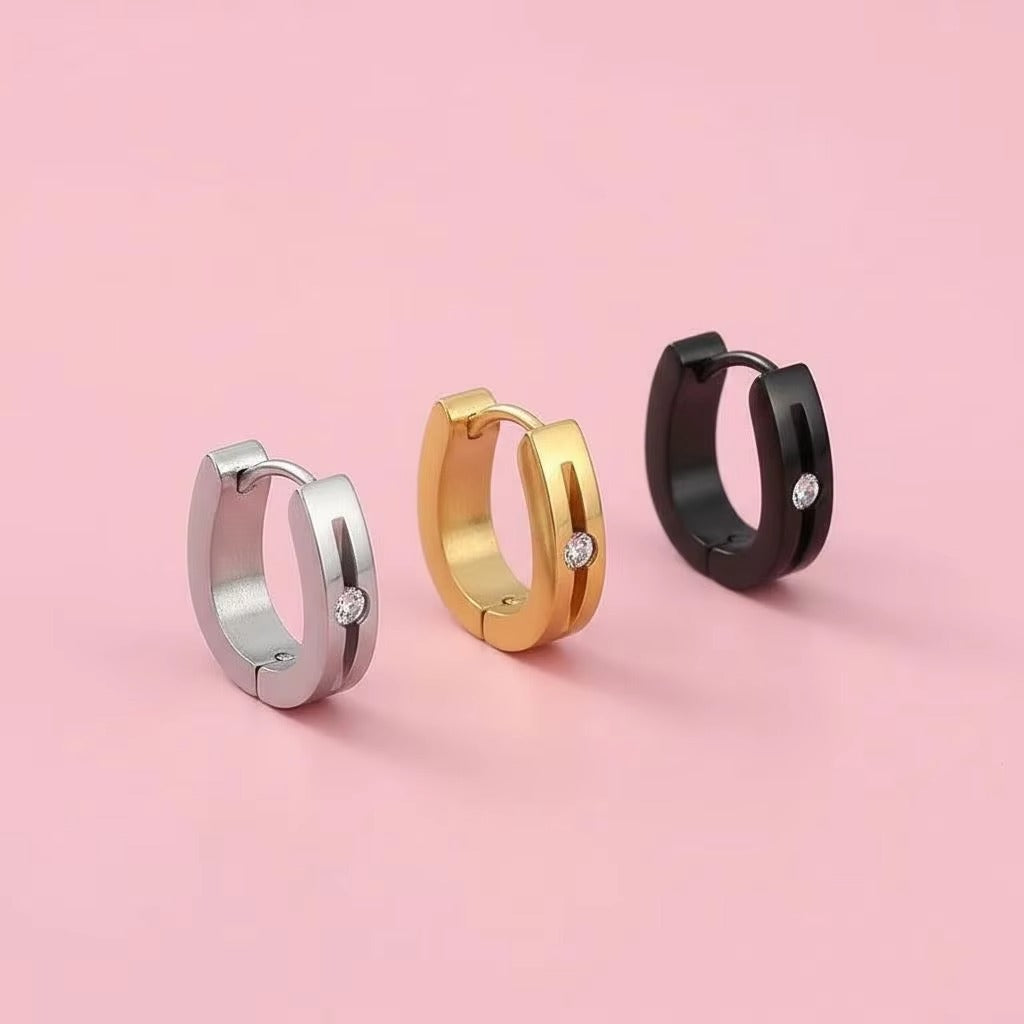 Bridget Jewelled Hoops | Waterproof 18k Gold, Silver & Black
