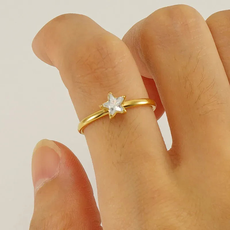 Dolcy Crystal Star Open Ring | Waterproof 18k Gold