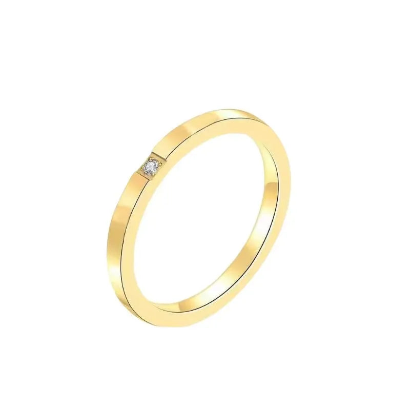 Soha Single Stone 2MM Band Ring | Waterproof 18k Gold