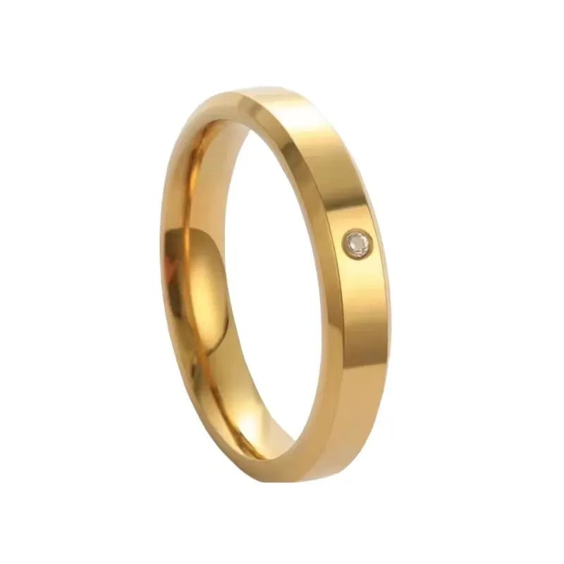 Esha Single Stone 4MM Band Ring | Waterproof 18k Gold