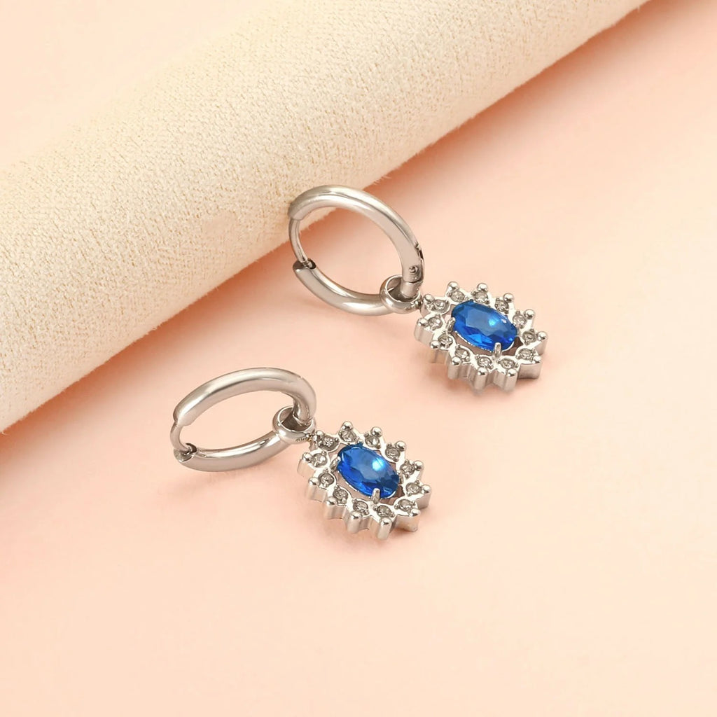 Iris Blue Sapphire Huggie Hoops