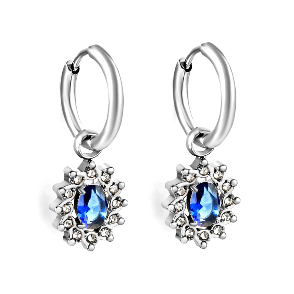 Iris Blue Sapphire Huggie Hoops