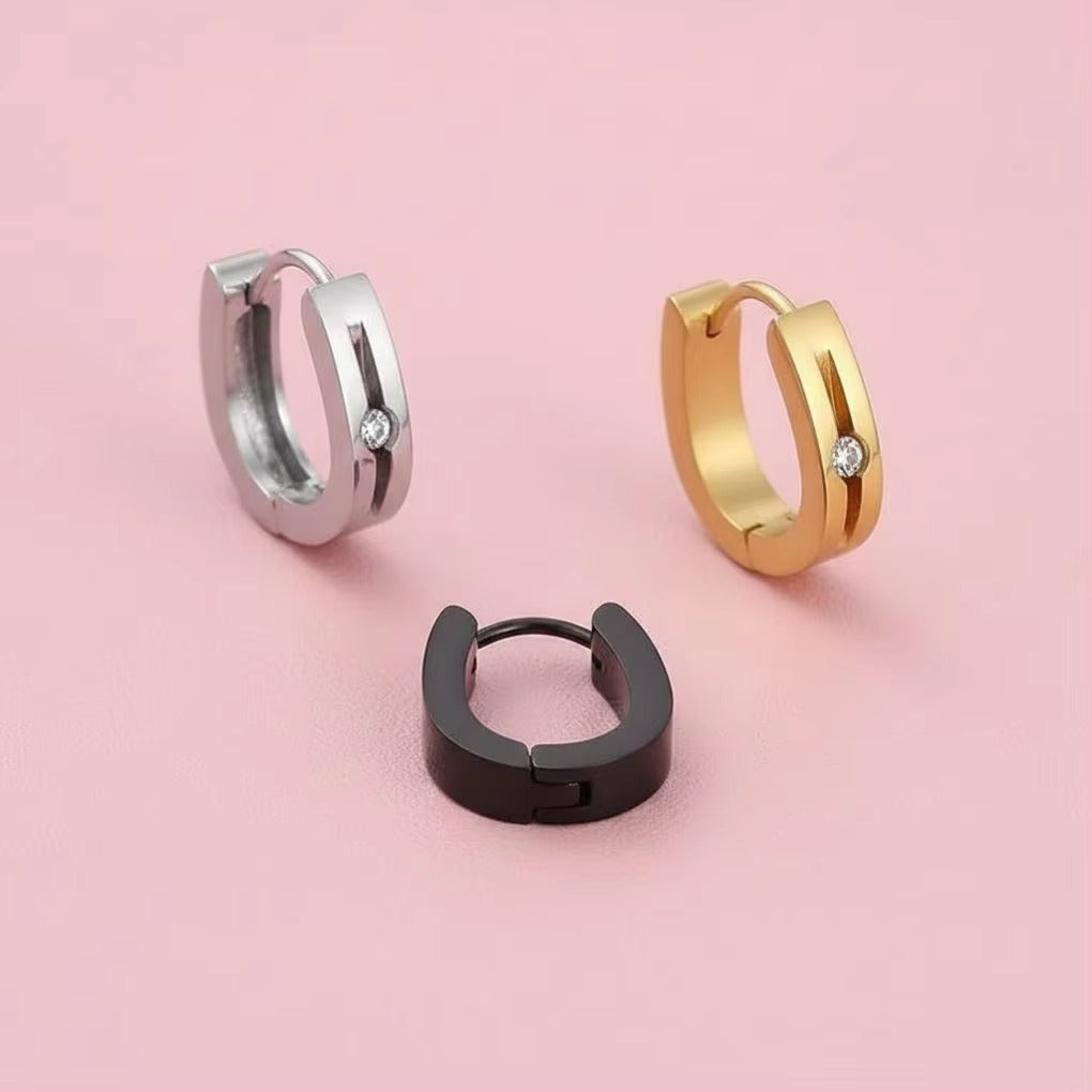 Bridget Jewelled Hoops | Waterproof 18k Gold, Silver & Black