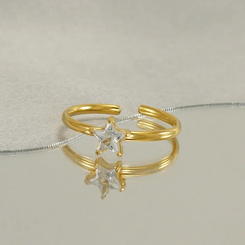 Dolcy Crystal Star Open Ring | Waterproof 18k Gold