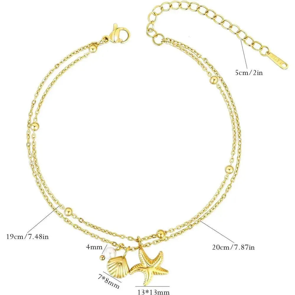 Evera Starfish Shell Double Layer Bracelet | Waterproof 18k Gold
