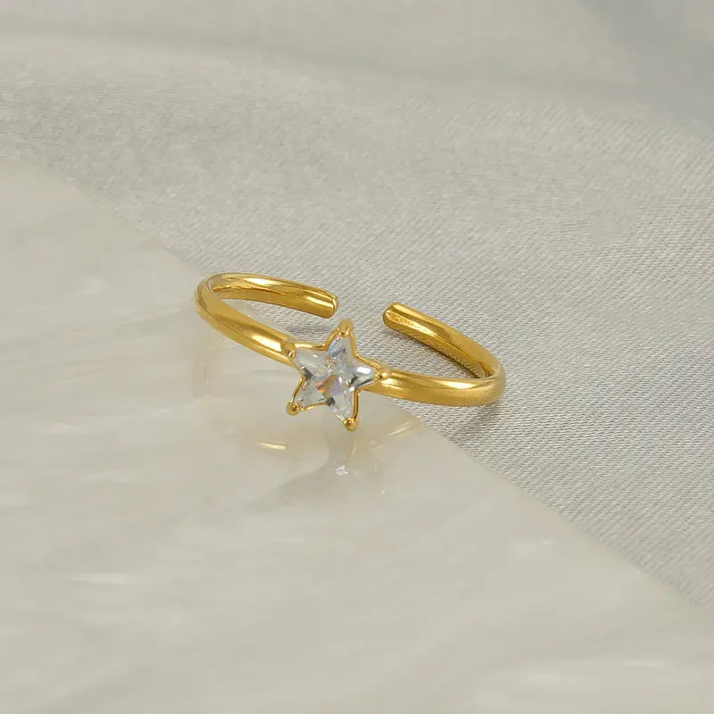 Dolcy Crystal Star Open Ring | Waterproof 18k Gold