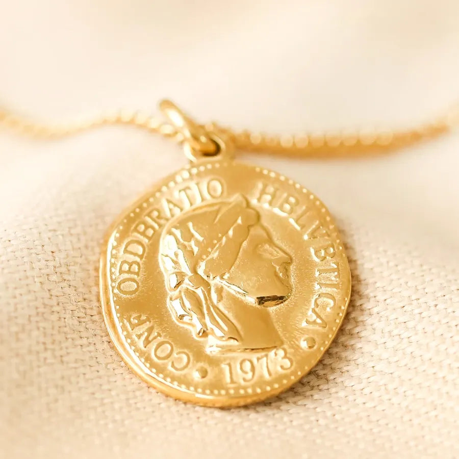 Quin Coin Pendant Necklace | Waterproof 18k Gold
