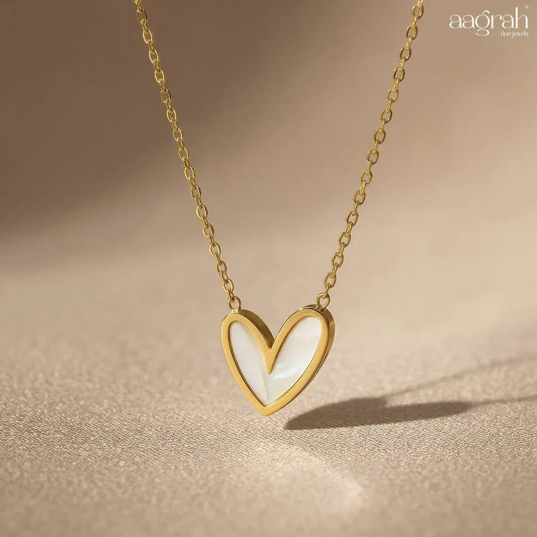 Belami Mother of Pearl Heart Necklace | Waterproof 18k Gold