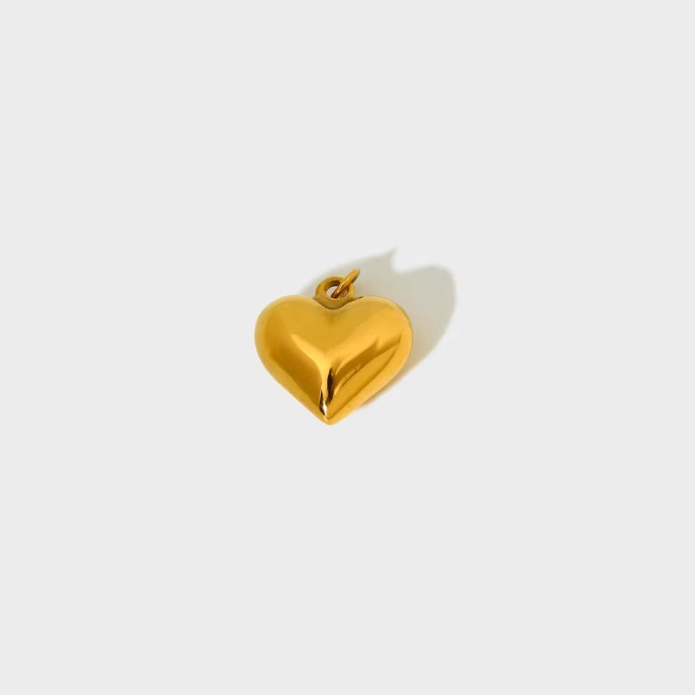 Sorcha Waterproof Puffed Heart Charm 10mm Gold