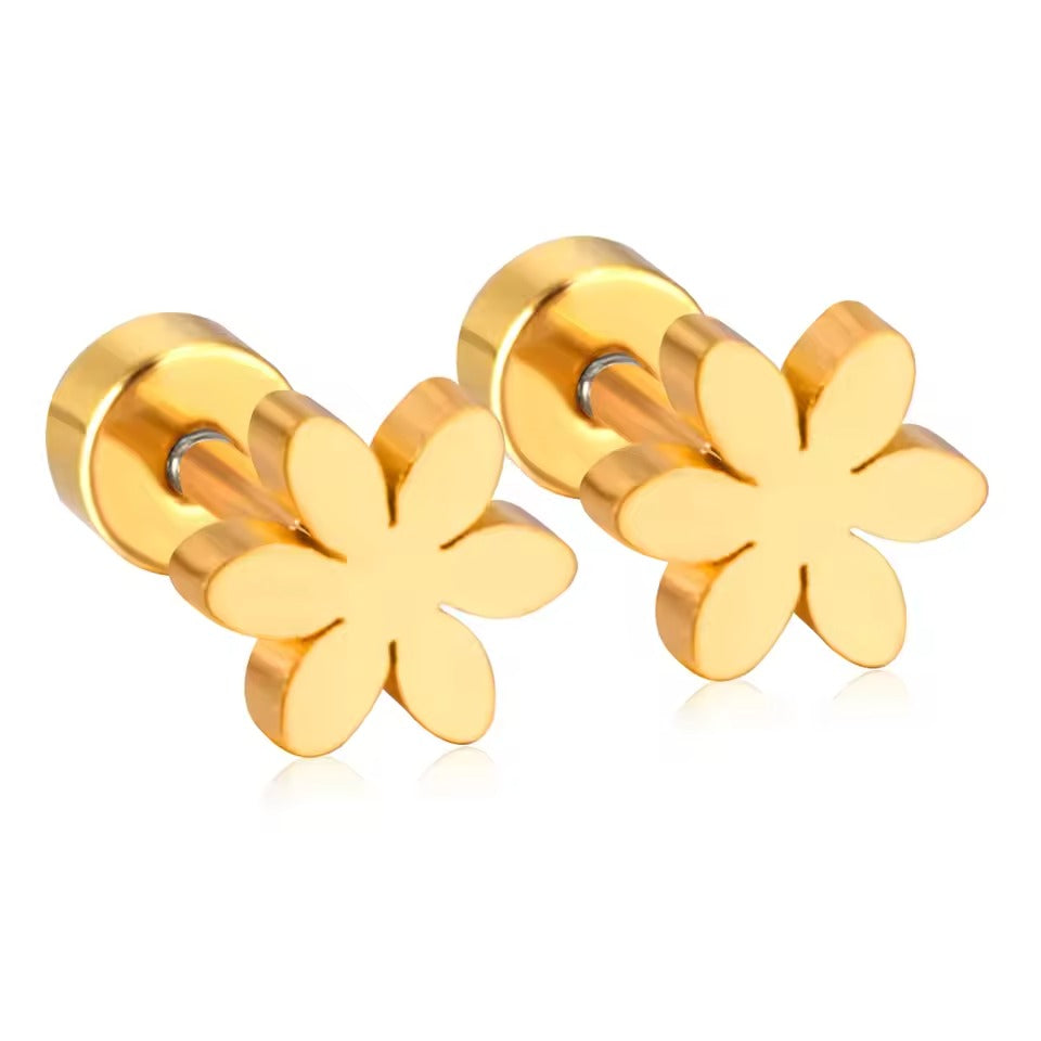Harmony Floral Flat Back Studs - Gold & Silver