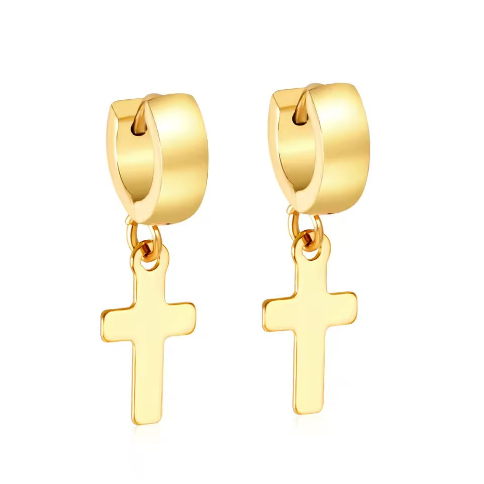 Nova Cross Huggie Hoops