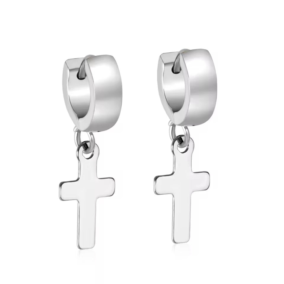 Nova Cross Huggie Hoops