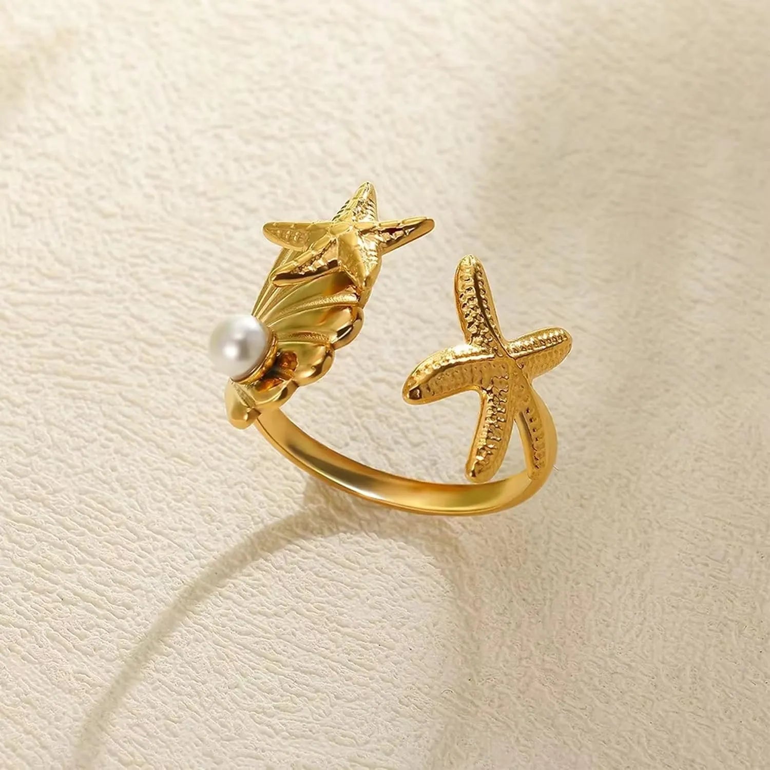 Cymbel Ocean Pearl Wrap Adjustable Ring | Waterproof 18k Gold