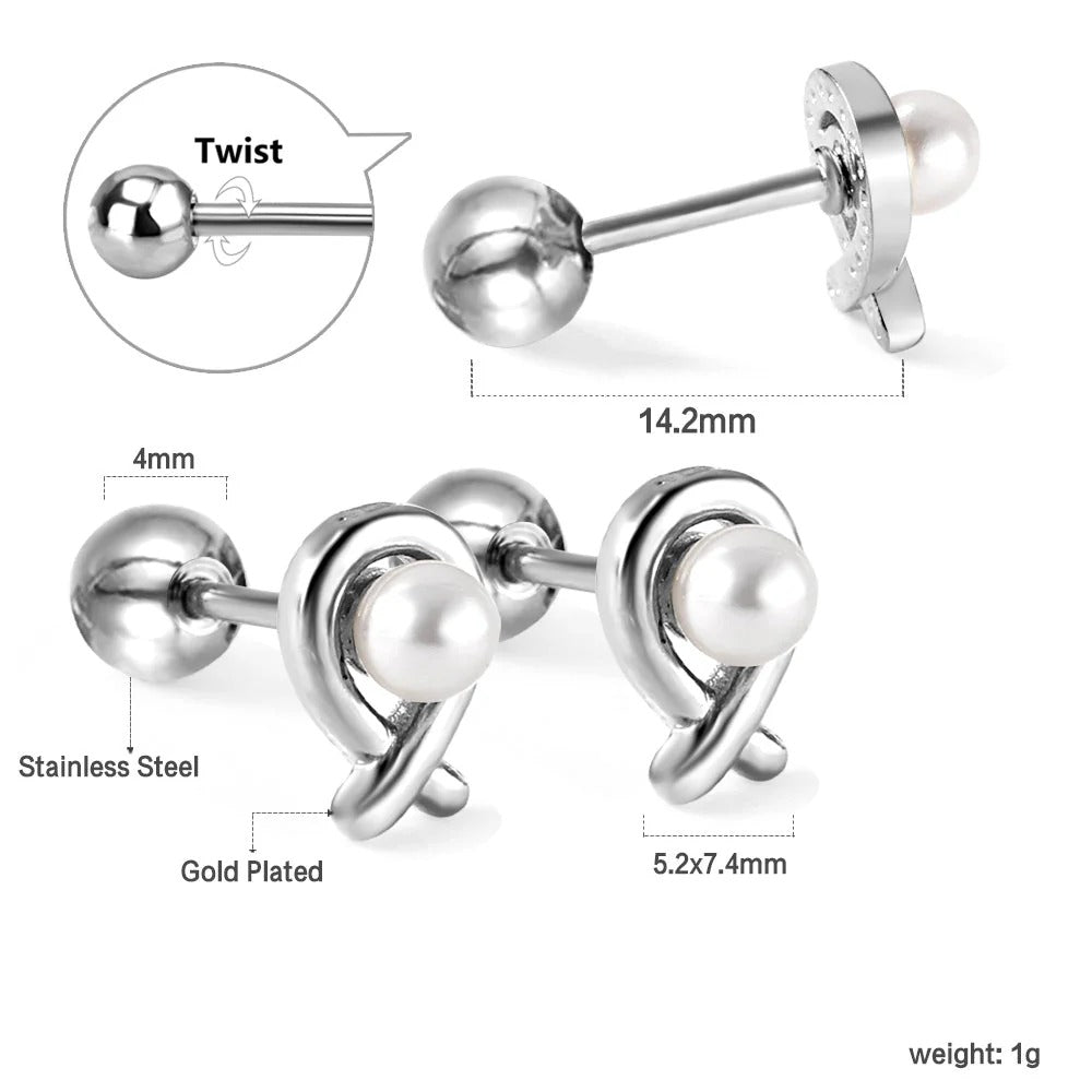 Cosma Pearl Fish Eye Flat Back Studs - Gold & Silver