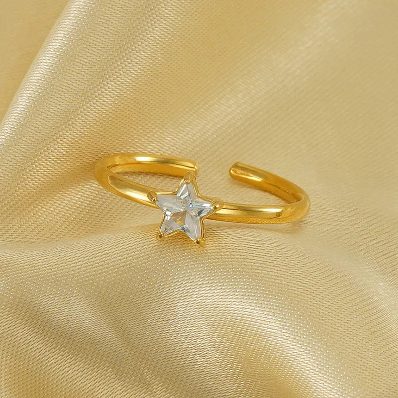 Dolcy Crystal Star Open Ring | Waterproof 18k Gold