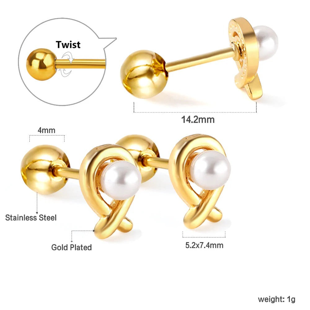 Cosma Pearl Fish Eye Flat Back Studs - Gold & Silver