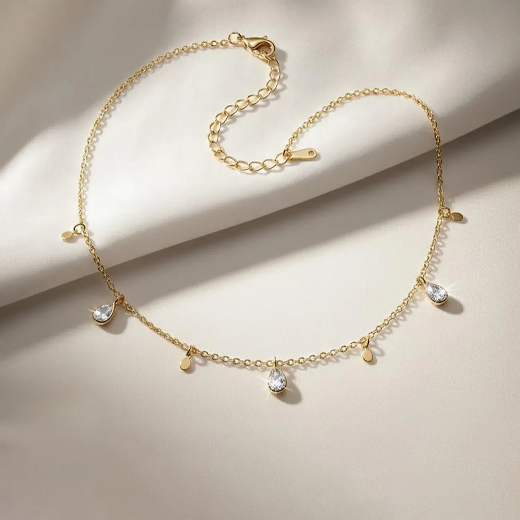 Evania Pear Cut Charm Necklace | Waterproof 18k Gold