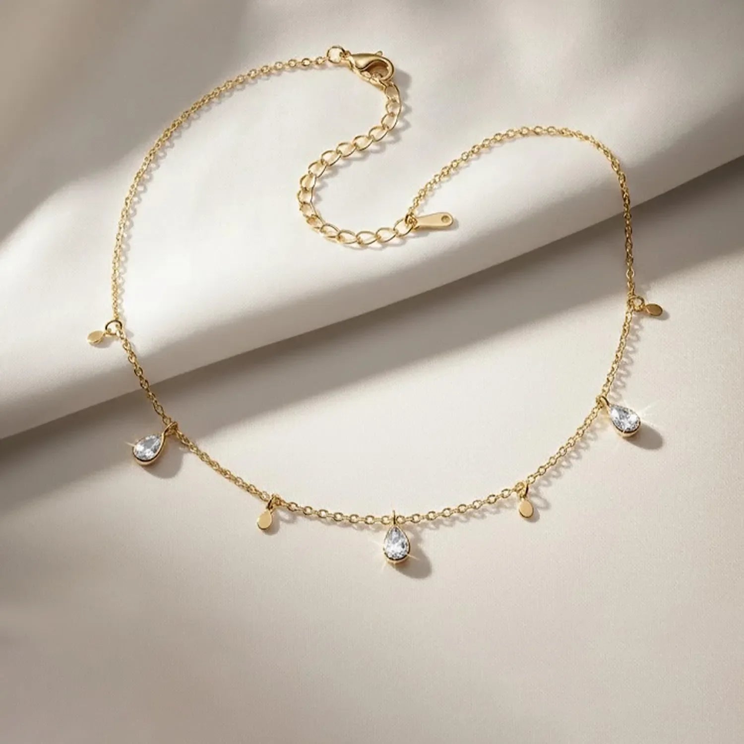 Evania Pear Cut Charm Necklace | Waterproof 18k Gold