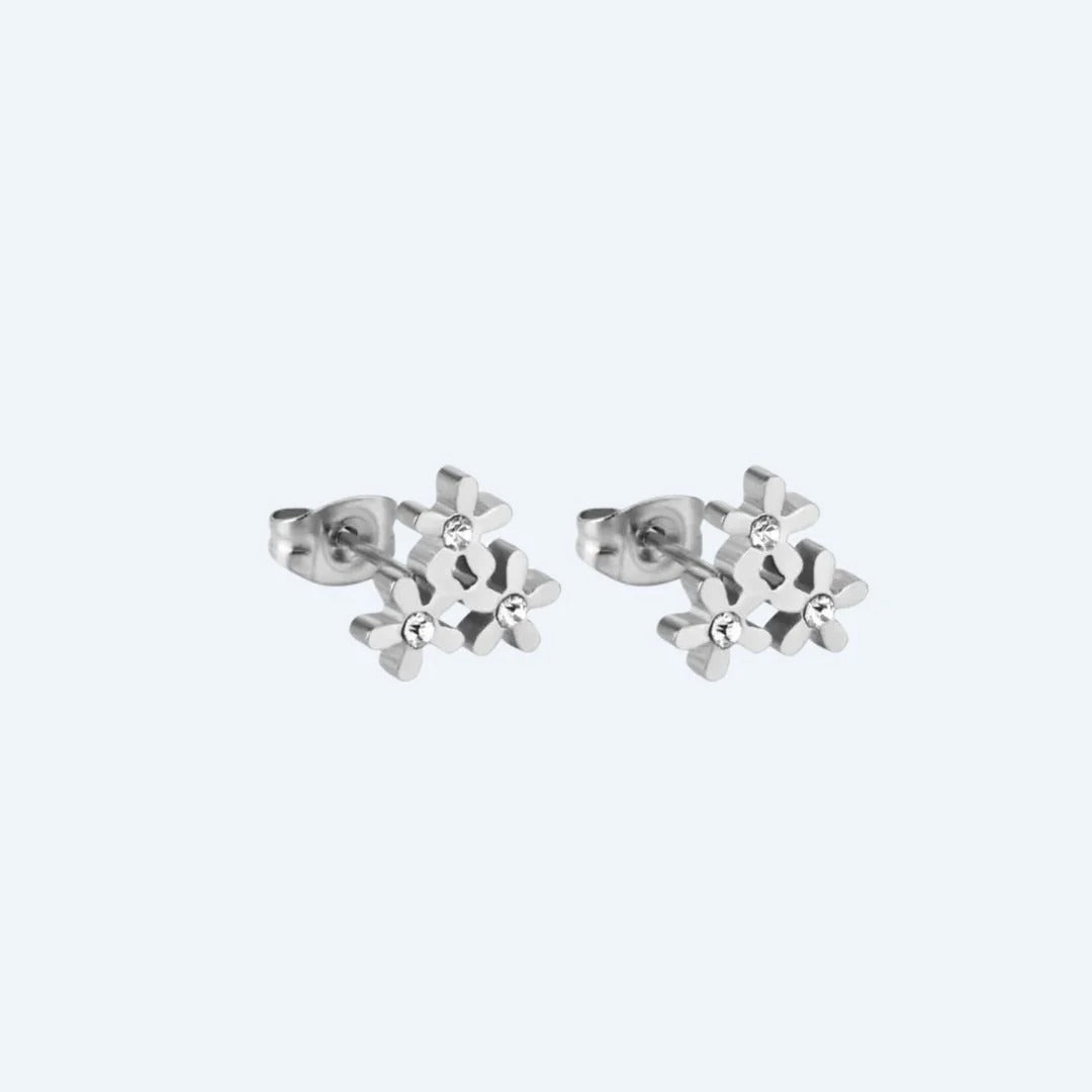 Angelina Triple Bloom Studs | Waterproof 18k Gold & Silver
