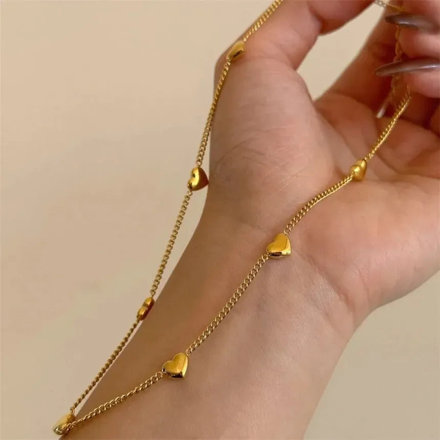 Chloris Heart Station Necklace | Waterproof 18k Gold