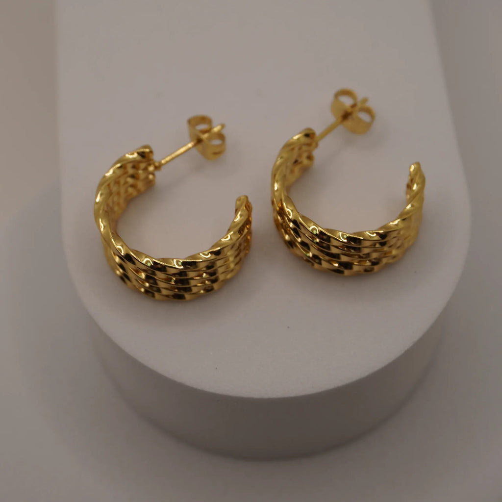 Brielle Textured Hoop Earrings | Waterproof 18k Gold