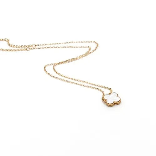 Alora Four-Leaf White Clover Necklace | Waterproof 18k Gold