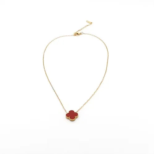 Alora Four-Leaf Red Clover Necklace | Waterproof 18k Gold