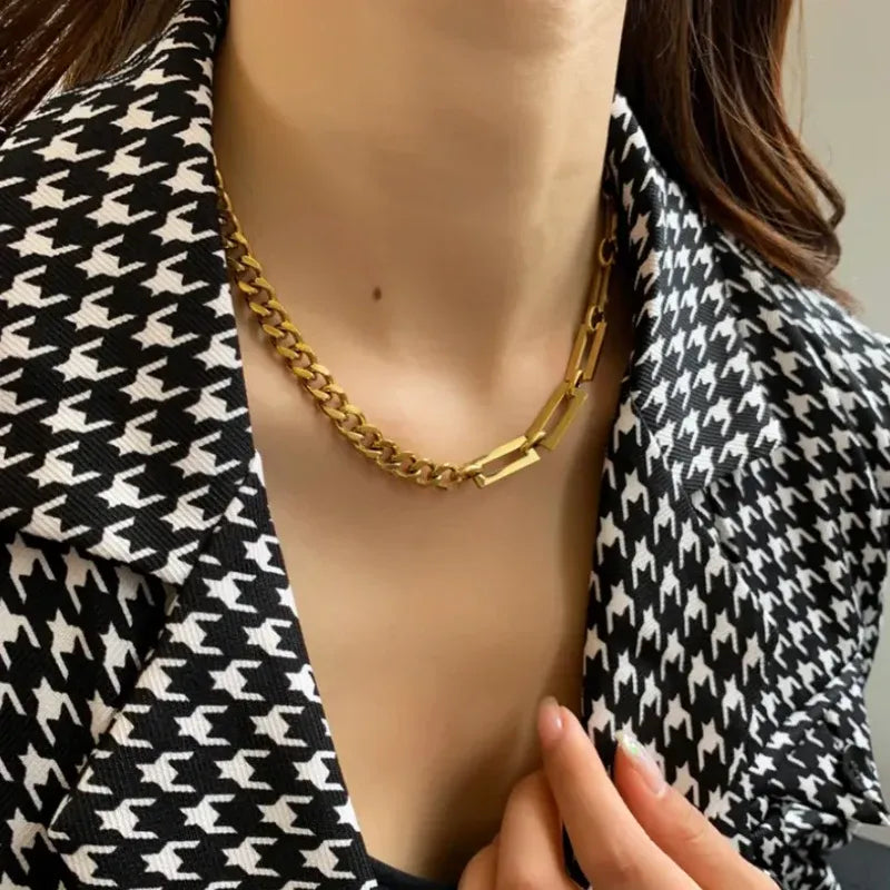 Evara Mixed Link Chain Necklace | Waterproof 18k Gold