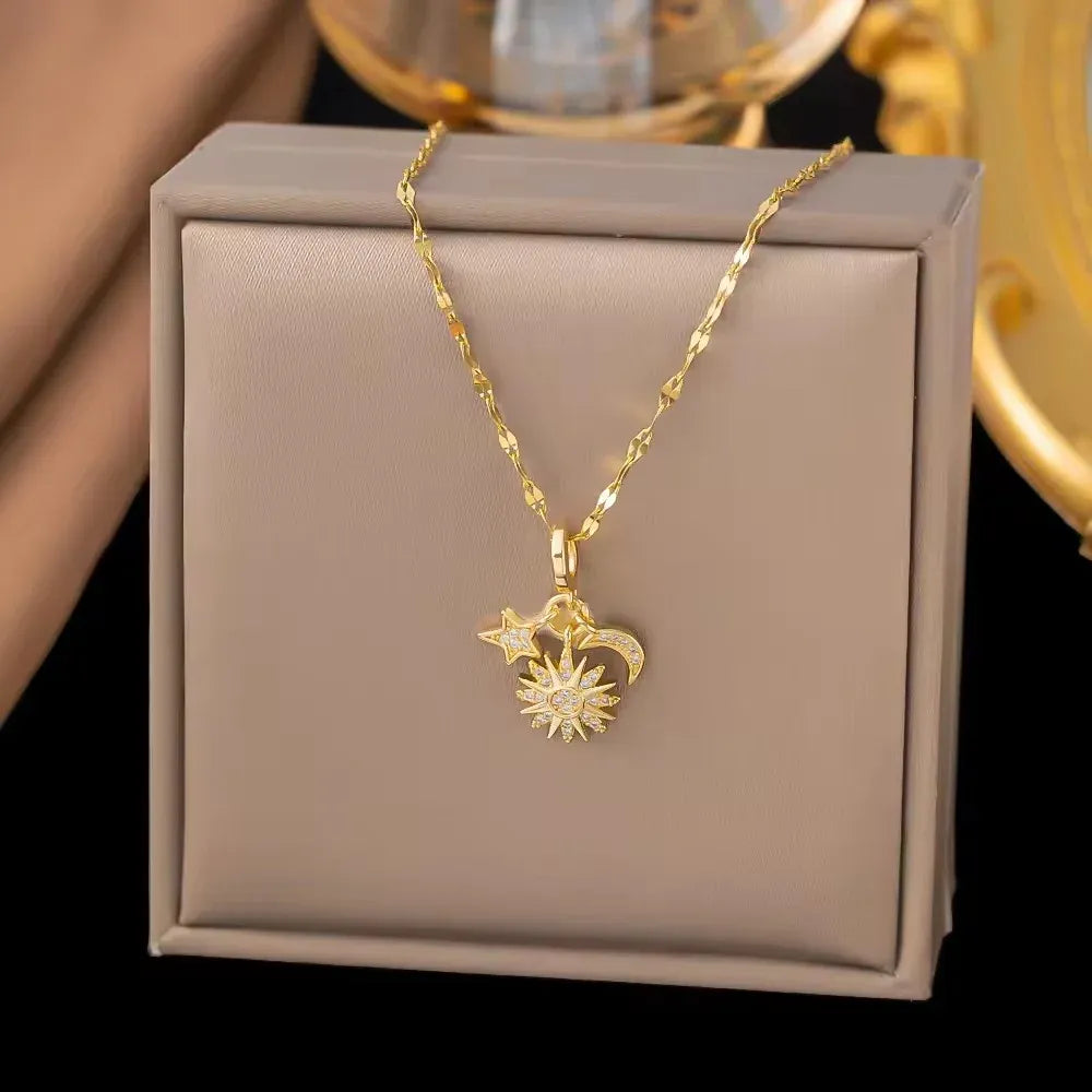 Alvilda Celestial Charm Necklace | Waterproof 18k Gold