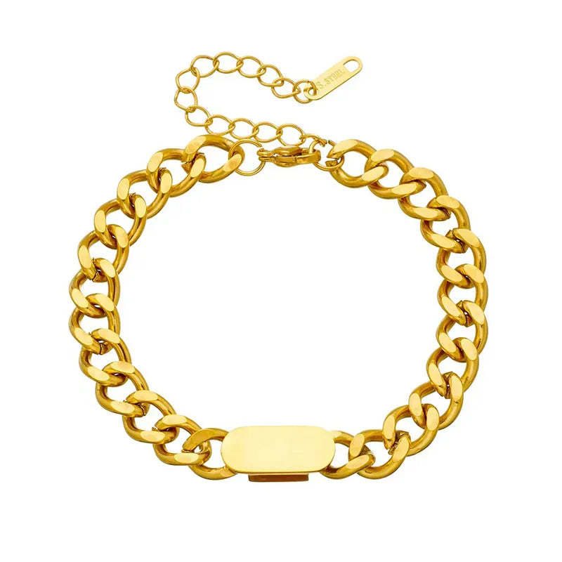 Elarose Linking Chain Bar Bracelet | Waterproof 18k Gold