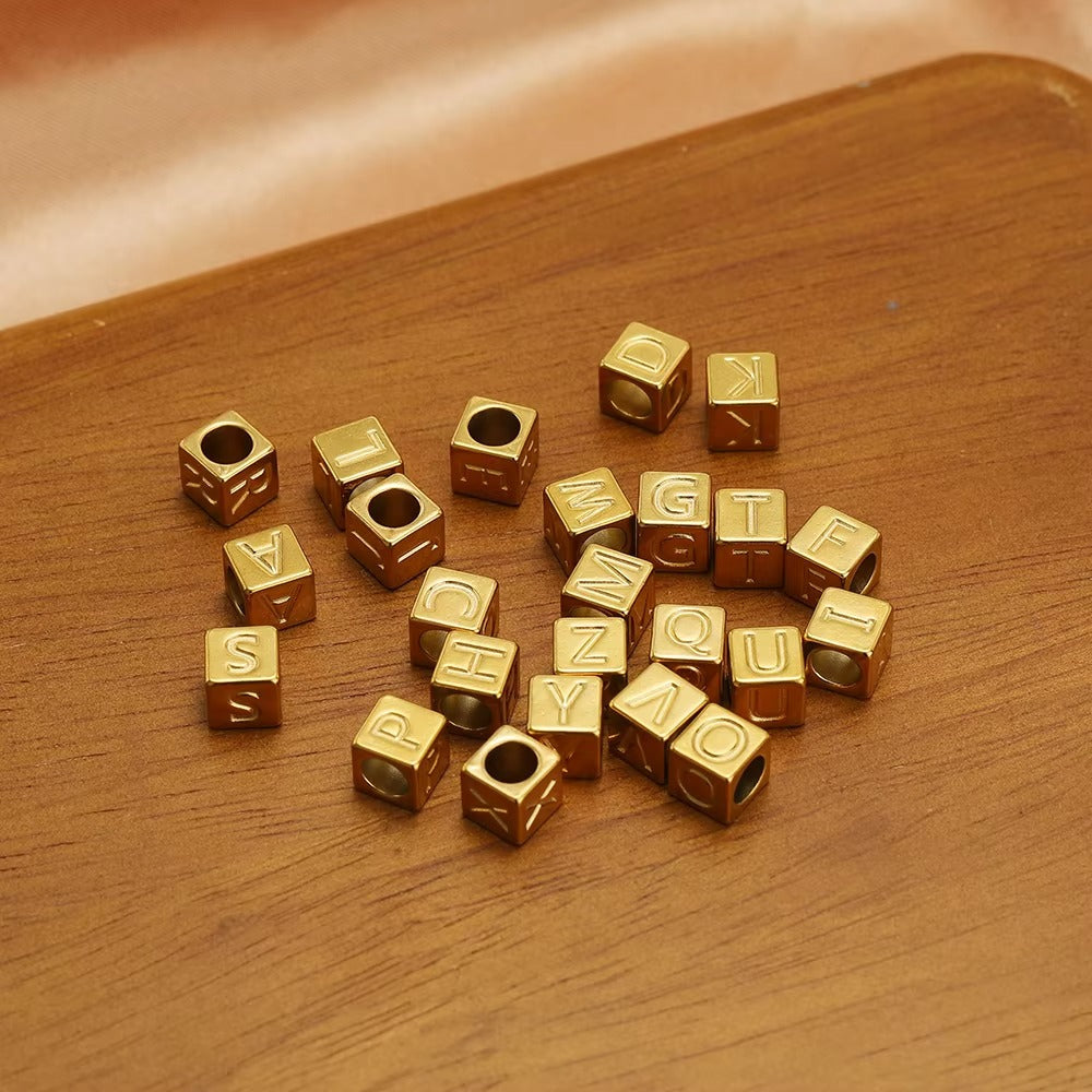 Orna Box Engraved Initial Alphabet Charm 7x7mm Gold