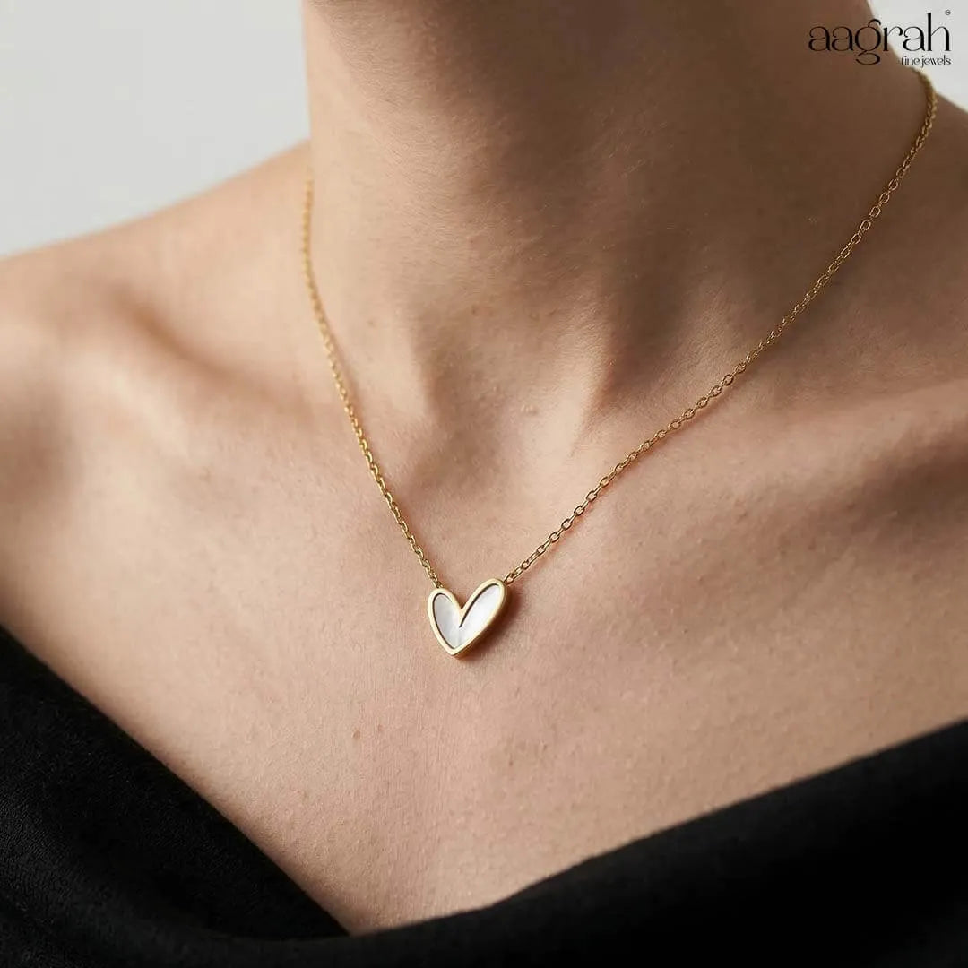 Belami Mother of Pearl Heart Necklace | Waterproof 18k Gold