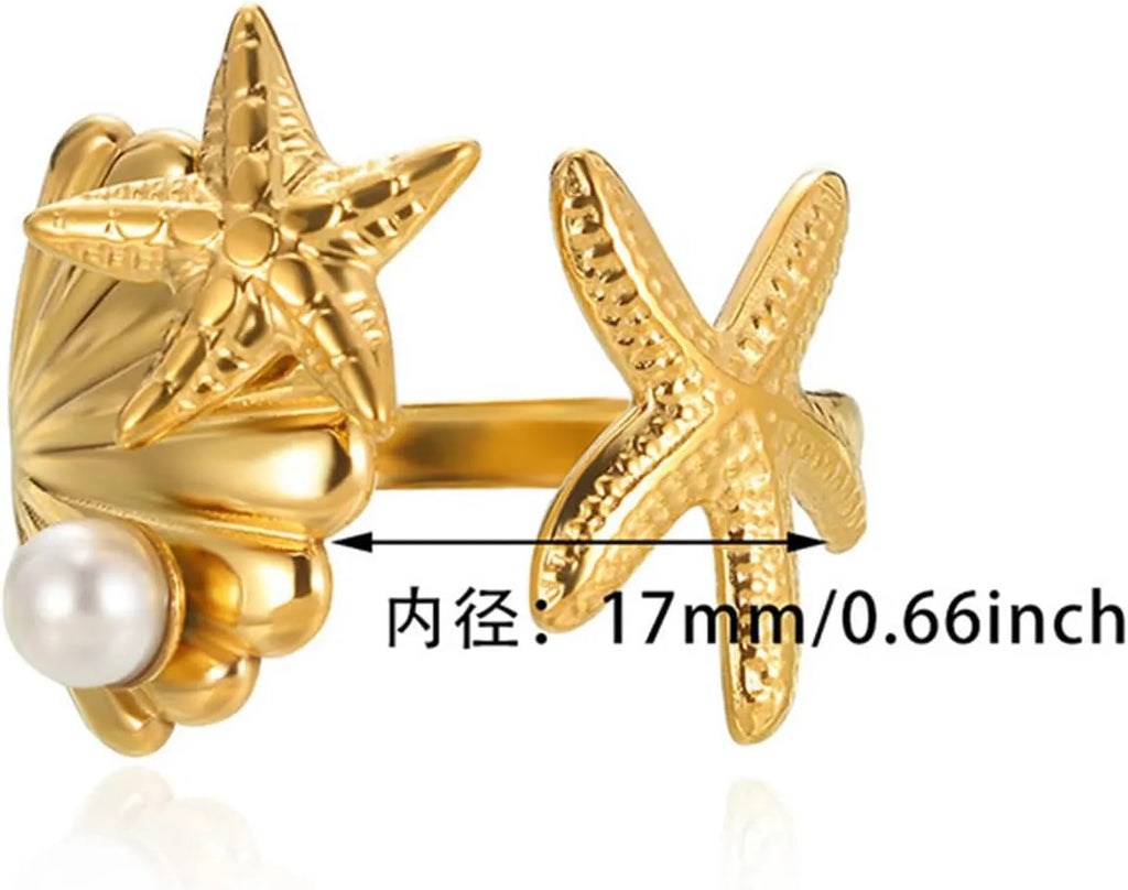 Cymbel Ocean Pearl Wrap Adjustable Ring | Waterproof 18k Gold