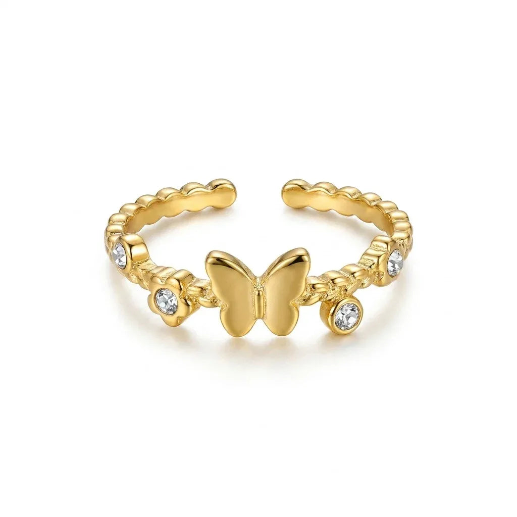 Anais Butterfly Open Ring | Waterproof 18k Gold