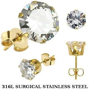 Luna Round Cut Solitaire CZ Studs | Waterproof 18k Gold & Silver 10MM