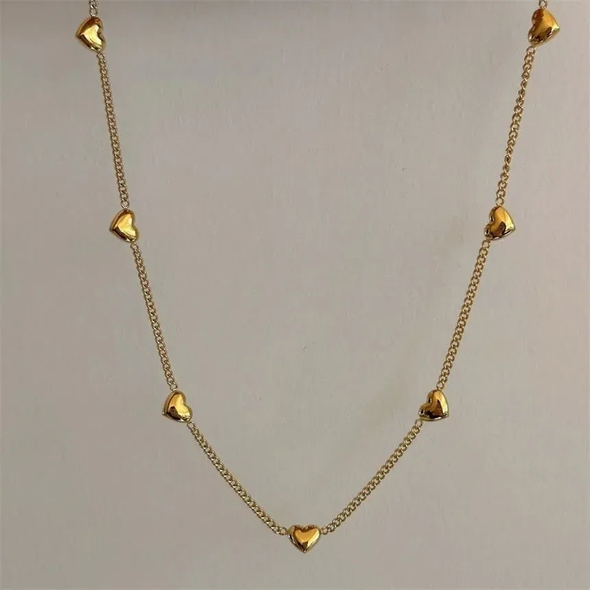 Chloris Heart Station Necklace | Waterproof 18k Gold