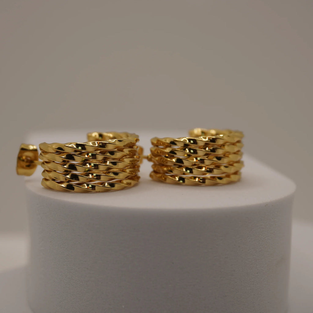 Brielle Textured Hoop Earrings | Waterproof 18k Gold