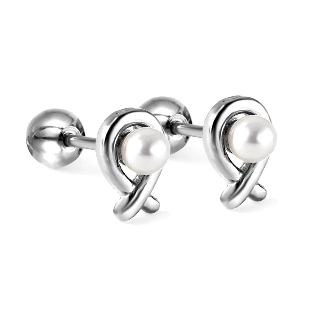 Cosma Pearl Fish Eye Flat Back Studs - Gold & Silver