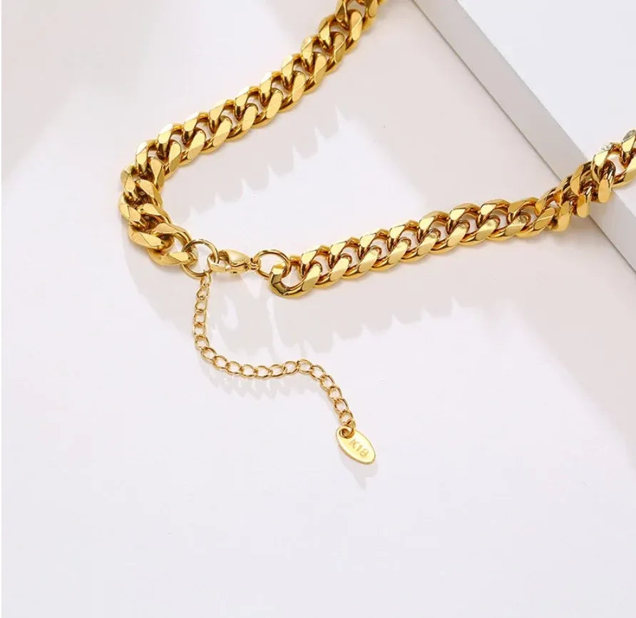 Elarose Linking Chain Bar Necklace | Waterproof 18k Gold