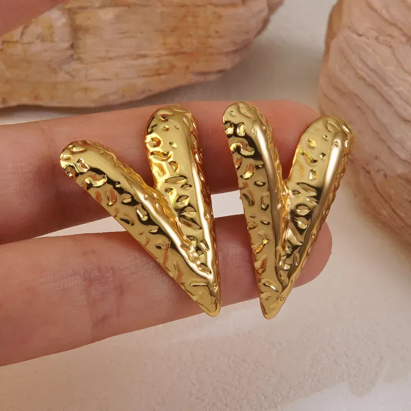 Bianca Textured Heart Stud Earrings | Waterproof 18k Gold